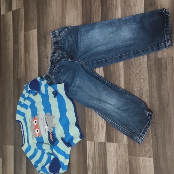 Gymboree Other - Gymboree 2PC set Vintage Size 3T Super Hippo Vintage Sweater Paired with Jeans